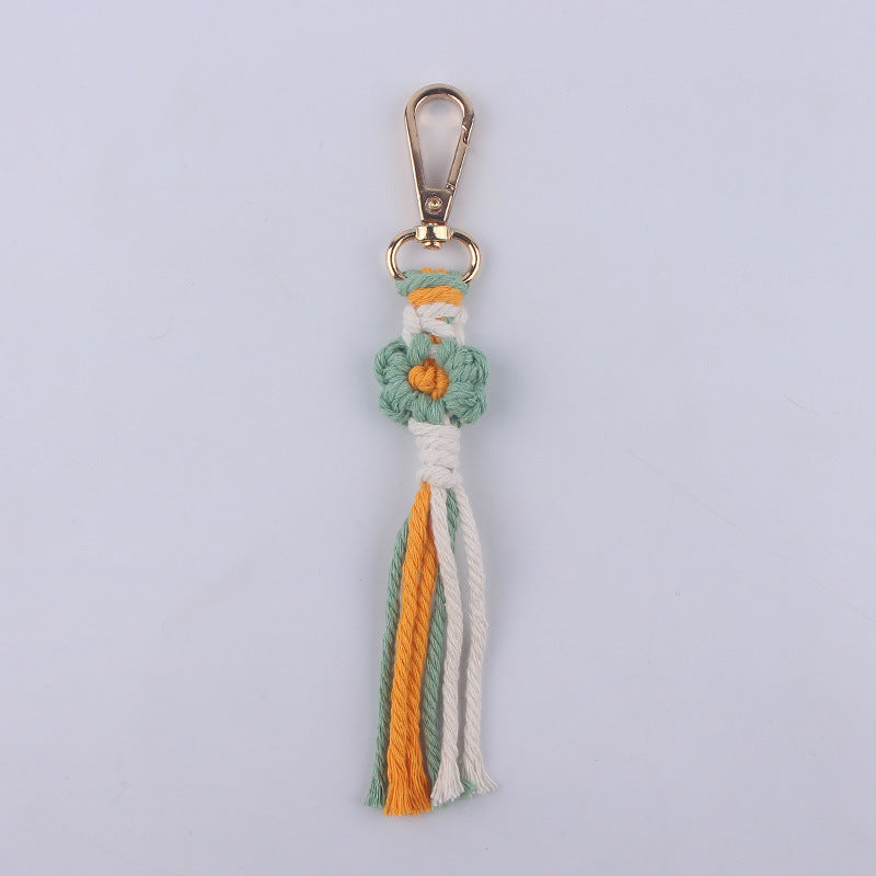 Wholesale Handmade Cotton Thread Woven Cartoon Flower Keychain